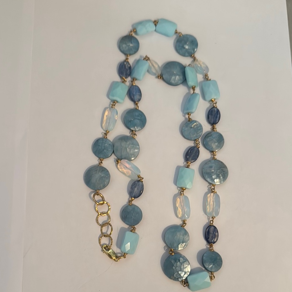 Deborah Gaspar Gold and Blue Organic Bead Necklace